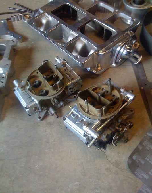 Polished Weiand 6-71 supercharger setup