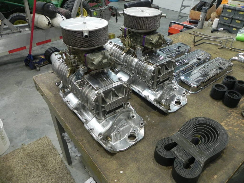 Load image into Gallery viewer, Dual B&amp;M 250 bbc blower Setup
