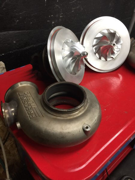 Load image into Gallery viewer, Freshly Powder-Coated Precision Gen 1 Pro Mod 94MM Turbo Chargers
