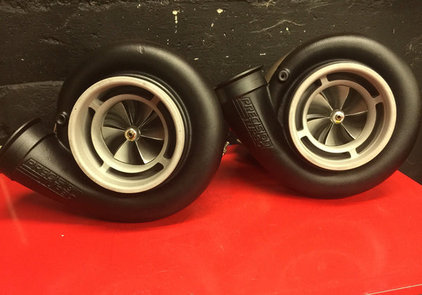 Load image into Gallery viewer, Freshly Powder-Coated Precision Gen 1 Pro Mod 94MM Turbo Chargers
